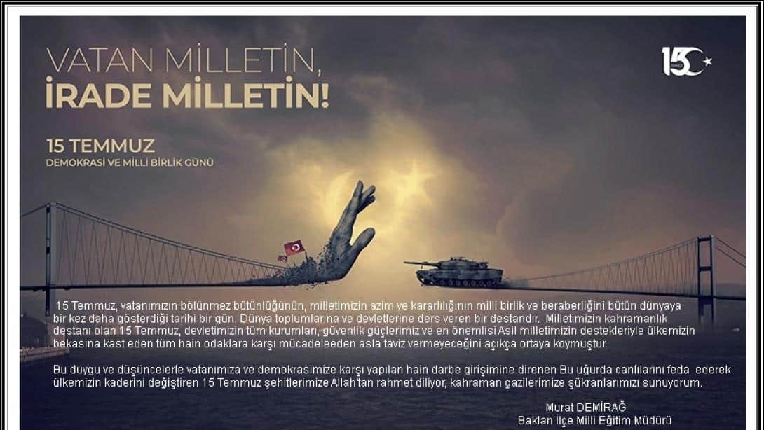 15 Temmuz Demokrasi ve Milli Birlik Günü